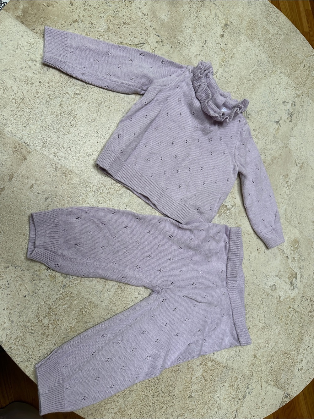 GAP Lilac Knit Ruffle Neck Sweater & Jogger Set